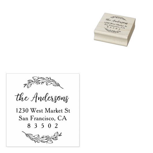 Aangepaste botanische familienaam Script Retouradr Rubberstempel (Gestempeld)