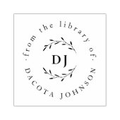Aangepaste botanische Initialen Elegant bibliothee Rubberstempel (Afrduk)