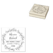 Aangepaste botanische krans bruiloft retour adres 	rubberstempel (Gestempeld)