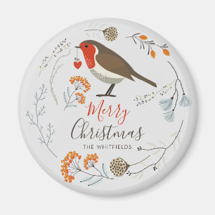 Aangepaste botanische roodborst vogel botanische K Magneet