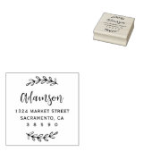 Aangepaste botanische script familienaam retouradr 	rubberstempel (Gestempeld)
