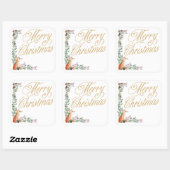 aangepaste botanische vos waterverf kerstmis vierkante sticker (Vel)