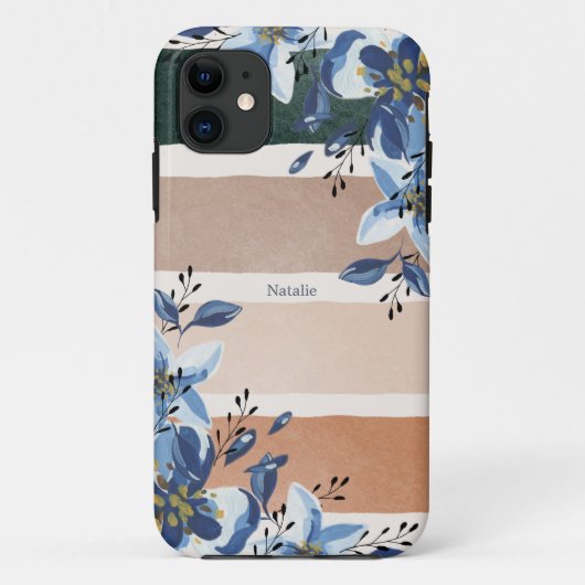 Aangepaste  botanische Waterverf blauw Case-Mate iPhone Case (Achterkant)