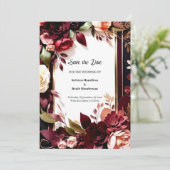 Aangepaste Bourgogne Charm Save The Date (Staand voorkant)