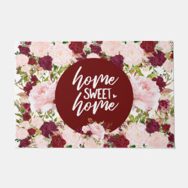 Aangepaste Bourgogne Floral Home Sweet Home Deurmat