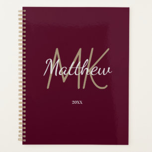 Aangepaste Bourgogne Monogram Initiaal naam minima Planner