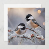 Aangepaste Boutique Winter Chickadee Kerstkaart (Voorkant / Achterkant)