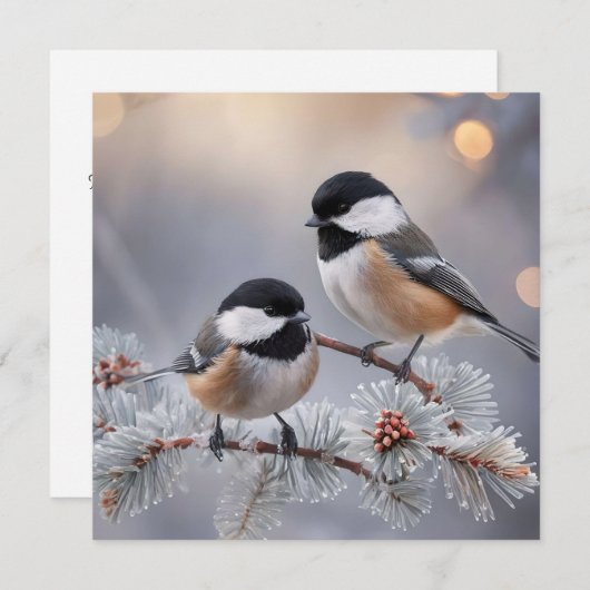 Aangepaste Boutique Winter Chickadee Kerstkaart (Voorkant / Achterkant)