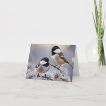 Aangepaste Boutique Winter Chickadee Kerstkaart