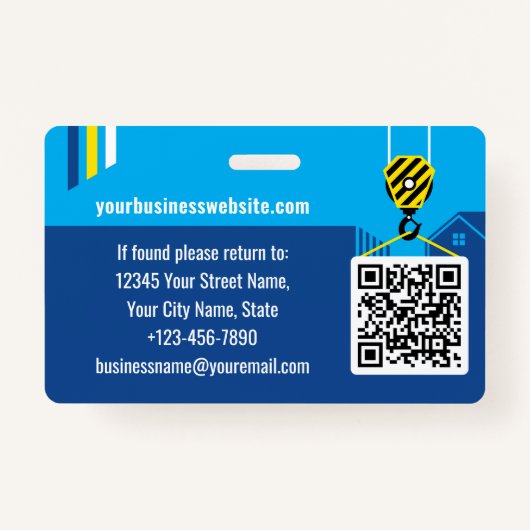 Aangepaste Bouw ID Werk QR Code Marine Blauw Badge (Achterkant)