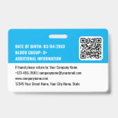Aangepaste bouwplaats ID Logo QR Code Blauw Badge (Achterkant)