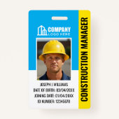 Aangepaste bouwplaats ID Logo QR Code Blauw Badge (Voorkant)