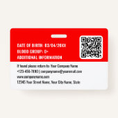 Aangepaste bouwplaats ID Logo QR Code Rood Badge (Achterkant)