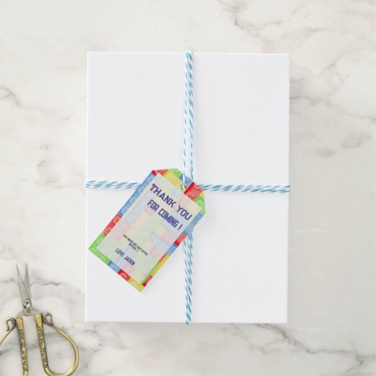 Aangepaste bouwsteen Verjaardagsfeest Dank u Label Cadeaulabel (Met Touw)