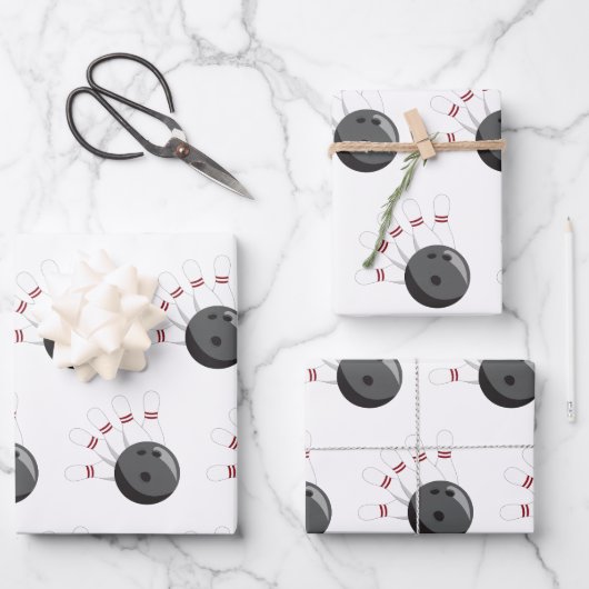 Aangepaste bowling bal & pinnen patroon inpakpapier vel (Voorkant)