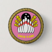 Aangepaste bowling - Naam toevoegen - Roze Ronde Button 5,7 Cm (Voorkant)