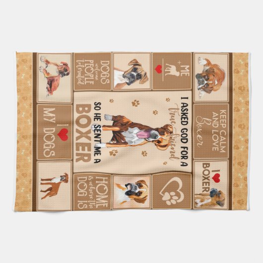 Aangepaste Boxer Dog Blanket Theedoek (Horizontaal)