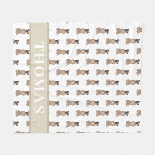 Aangepaste boxer (Fawn Mask) Fleece Deken (Voorkant (Horizontaal))