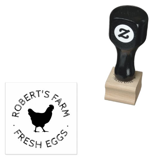Aangepaste Branded Script Happy Hen Egg Stamp Rubberstempel (Gestempeld)