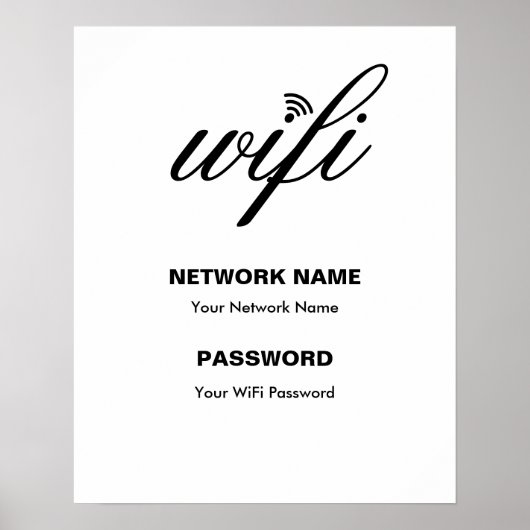 Aangepaste Branded Wi-Fi details en Wachtwoord Wit Poster (Voorkant)