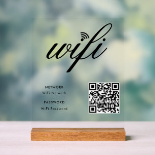Aangepaste branded WiFi-netwerk QR-code Wit Acryl Bord