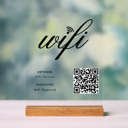 Aangepaste branded WiFi-netwerk QR-code Wit Acryl Bord (Neutraal)
