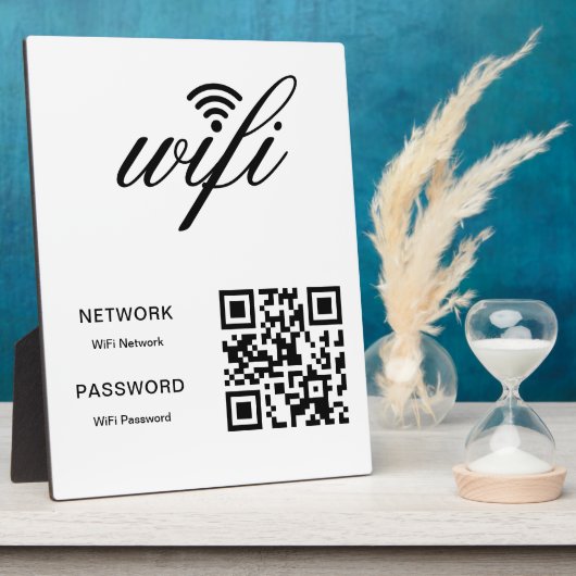 Aangepaste branded WiFi-netwerk QR-code Wit Fotoplaat (Zijkant)