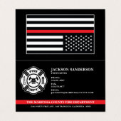 Aangepaste brandweer brandweer rode lijn Logo Visitekaartjes (Buitenkant ongevouwen)