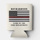 Aangepaste brandweerdienst met dunne rode lijn blikjeskoeler (Achterkant)