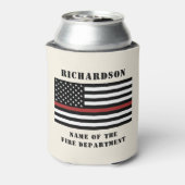 Aangepaste brandweerdienst met dunne rode lijn blikjeskoeler (Blikje Achterkant)