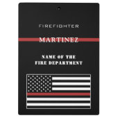 Aangepaste brandweerdienst met dunne rode lijn klembord (Achterkant)