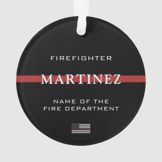 Aangepaste brandweerdienst met dunne rode lijn ornament (achterkant)