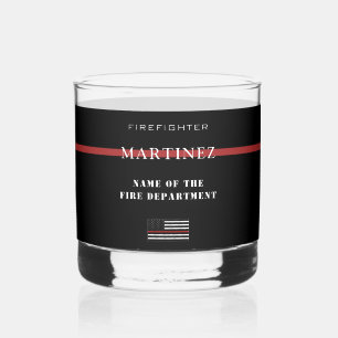Aangepaste brandweerdienst met dunne rode lijn whisky glas