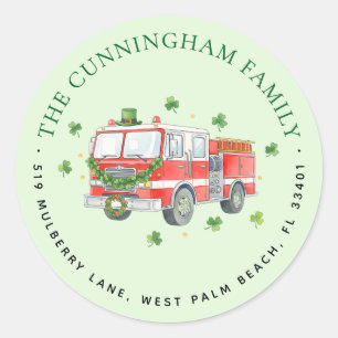 Aangepaste brandweerman St. Patrick's Day-adres Ronde Sticker