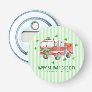 Aangepaste brandweerman St. Patrick's Day brandwee Button Flesopener