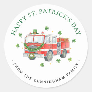 Aangepaste brandweerman St. Patrick's Day brandwee Ronde Sticker