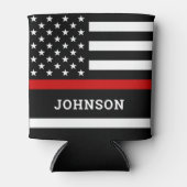 Aangepaste brandweervlag met rode lijn blikjeskoeler (Voorkant)