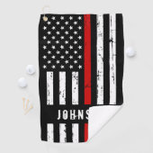 Aangepaste brandweervlag met rode lijn golfhanddoek (Insitu)