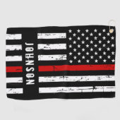 Aangepaste brandweervlag met rode lijn golfhanddoek (Horizontaal)