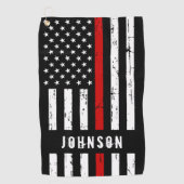 Aangepaste brandweervlag met rode lijn golfhanddoek (Voorkant)