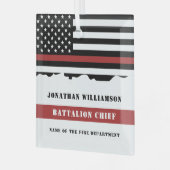 Aangepaste brandweerwaardering met dunne rode lijn glas ornament (Voorkant links)