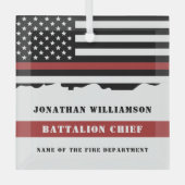 Aangepaste brandweerwaardering met dunne rode lijn glas ornament (Voorkant)