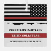 Aangepaste brandweerwaardering met dunne rode lijn glas ornament (Achterkant)