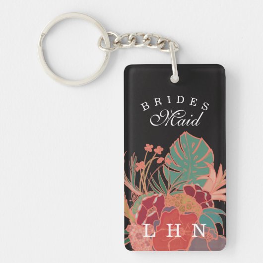 Aangepaste Bridesmaid Gift Sleutelhanger Floral (Voorkant)