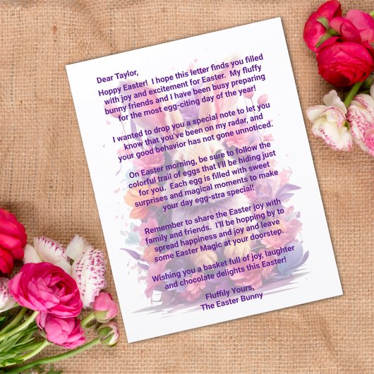 Aangepaste brief van de paashaas