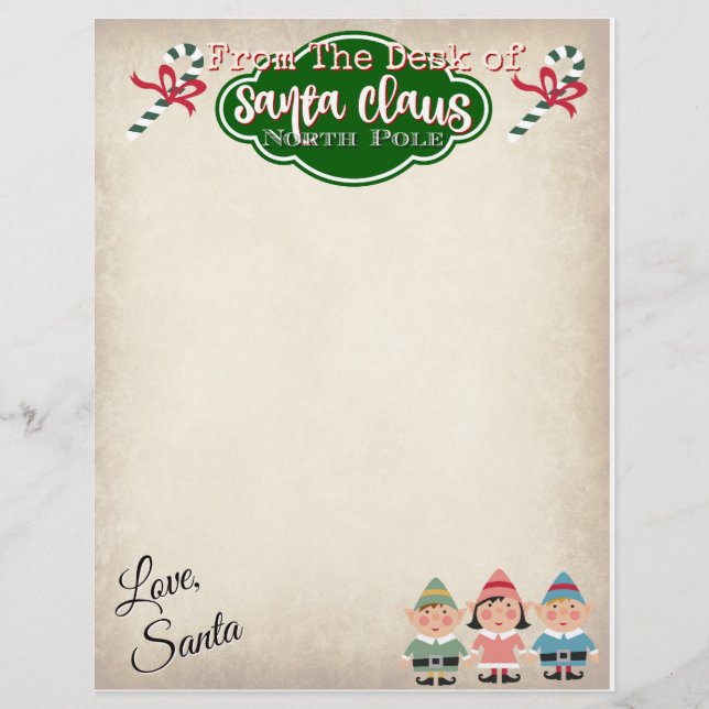 Aangepaste brief van Santa Claus Letterhead (Voorkant)