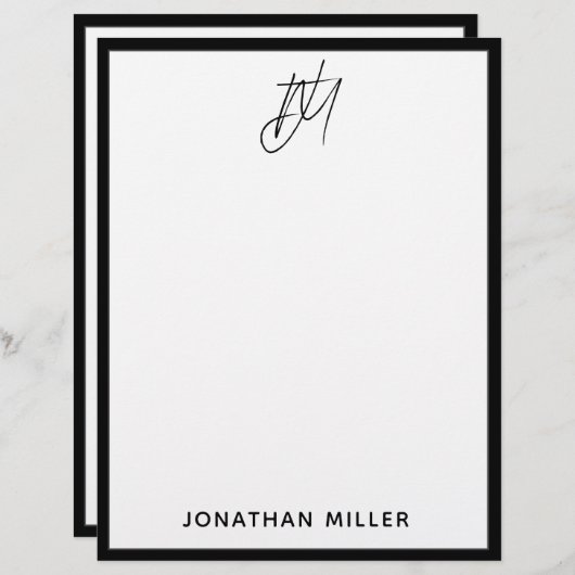 Aangepaste briefhoofd met twee-Initialen Script-mo (Voorkant / Achterkant)