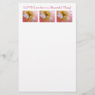 Aangepaste Briefpapier Roze Dahlia Bloemen LIEFDE
