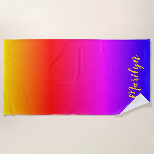 Aangepaste Bright Rainbow Ombre Strandlaken (Voorkant)