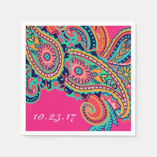 Aangepaste Bright Rainbow Paisley Flourish Servetten (Voorkant)